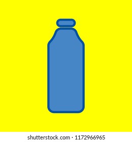Bottle Icon. Vector. Office style blue icon at yellow background.