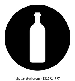 Bottle icon vector on black circle. White background