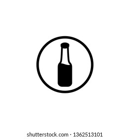 Bottle icon vector. Outline icon isolated on white background. Flat design style.