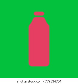 Bottle Icon. Vector. Paradise pink icon on dark pastel green background.