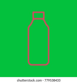 Bottle Icon. Vector. Paradise pink icon on dark pastel green background.