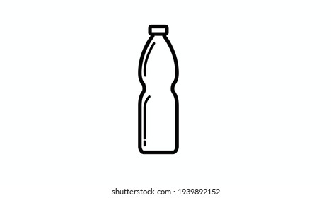 Icono de botella. Vectores aislados ilustración en blanco y negro de una botella de plástico de agua