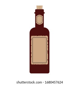 Flaschensymbol. Vertikale Vorderansicht. Grafik der Vektorillustration. Einziger Gegenstand auf weißem Hintergrund. 