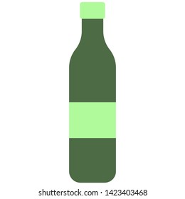 Bottle icon. Wine, beer bottle vector icon. Green ecology vector icon.