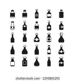 bottle icons, beverage bottle set
