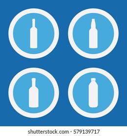 Bottle Icons In Blue Circles. Simple Vector Symbols
