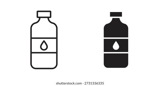 Colección de iconos de botella. Iconos planos lineales delgados y negros