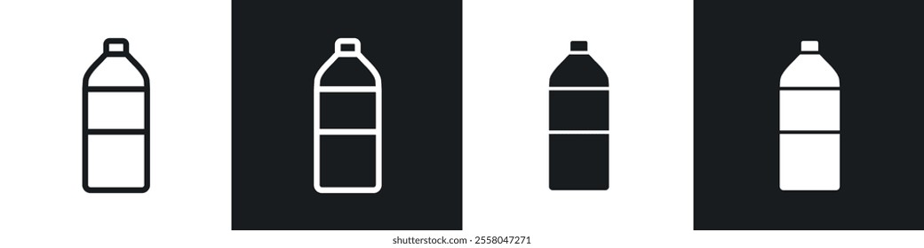 Bottle icons pack in black and white filled and outlined versions.