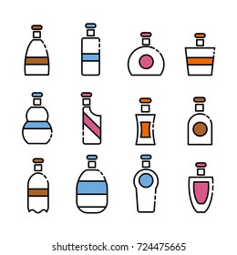 bottle icons set