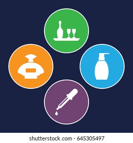 Bottle icons set. set of 4 bottle filled icons such as pipette