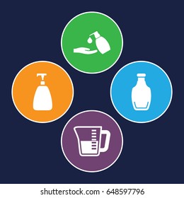 Bottle icons set. set of 4 bottle filled icons such as soap, liquid soap, bottle