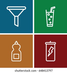 Bottle icons set. set of 4 bottle outline icons such as cleanser, soda, filter