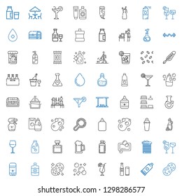 bottle icons set. Collection of bottle with sponge, glue, beverage, cocktail, soap, sun lotion, glue stick, cocktails, recycle bin, beer, whiskey. Editable and scalable bottle icons.