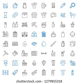 bottle icons set. Collection of bottle with wine bottle, hairspray, paint spray, milk, champagne, glue, bar, sauce, perfume, sun cream, wine. Editable and scalable bottle icons.