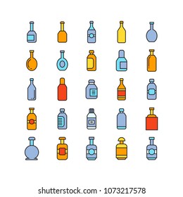 bottle icons set, color theme