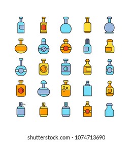 bottle icons set, color theme