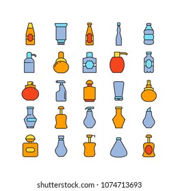 bottle icons set, color theme