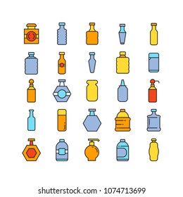 bottle icons set, color theme