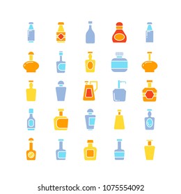 bottle icons set, color theme