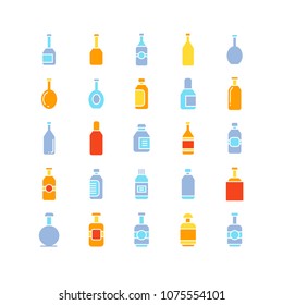 bottle icons set, color theme