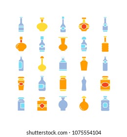 bottle icons set, color theme
