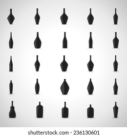 Bottle Icons Set - Isolated On Gray Background - Vector Illustration, Graphic Design Editable For Your Design