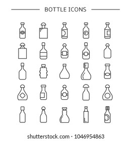 bottle icons set, line design