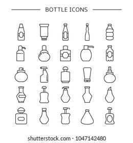 bottle icons set, line design