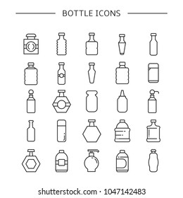 bottle icons set, line design