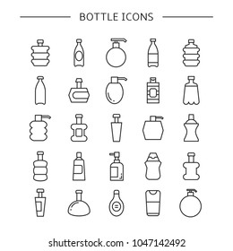Conjunto de iconos de botella, diseño de línea