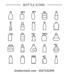 bottle icons set, line design