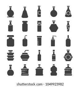 bottle icons set, packaging icons