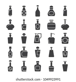 bottle icons set, packaging icons
