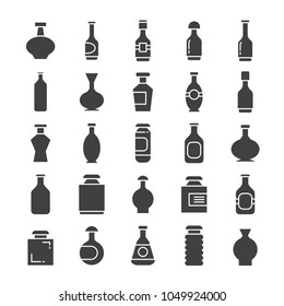bottle icons set, packaging icons