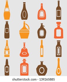 Bottle icons set.Vector