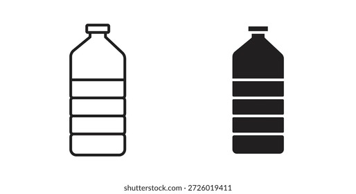 Símbolo de Vector de iconos de botella con trazo editable y versiones planas