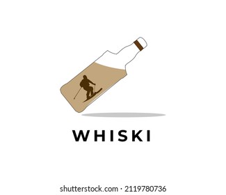 bottle illustration with people skiing inside	