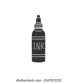 Icono De La Tinta Frasco Ilustración De Silhouette. Tattoo Vector Gráfico Pictograma Símbolo Clip Art. Dibujo Doodle Signo negro.