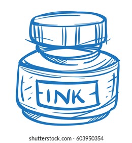 Bottle with ink sketch. The elements for infographics with a hand-drawing style.