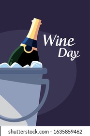 Bottle inside ice bucket design, Wine day winery alcohol drink beverage restaurant and celebration theme Vector illustration