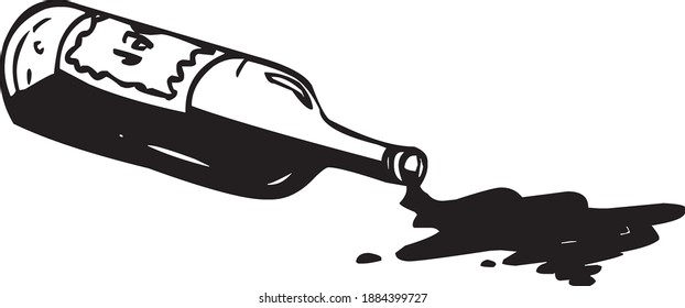 bottle of intoxicating drink spilled