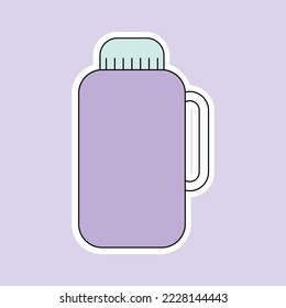 una botella aislada sobre fondo morado suave