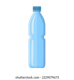 Bottle isolated on white background. Plastic bottle for water. Cartoon vector illustration. Consumption, packaging concept for banner design