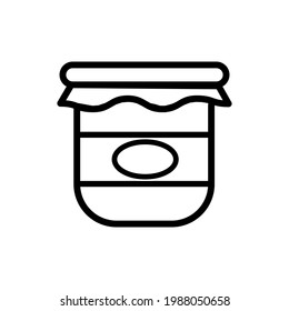 Bottle of jam icon. Glass packaging for fruit. Jam jar icon. Black icon. Vector illustration.