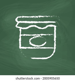 Bottle of jam Line Icons vector design white. Hand drawn Bottle of jam. Cartoon Bottle of jam line icon. Drawing Bottle of jam, vector sketch. Draw a picture on the blackboard.