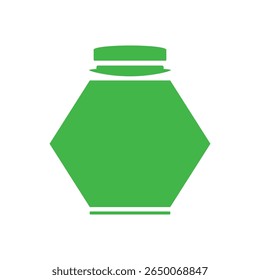 Bottle or jar icon. Plastic bottle or glass jar. Mineral water. Bottled beverage, cream, pills, powder, colon silhouette bottle symbol. Vector.