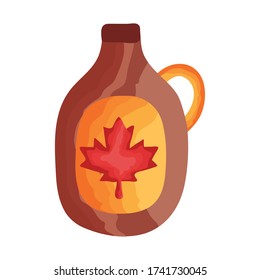 bottle jar with maple leaf canadian flat style vector illustration design