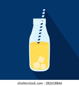 Bottle of juice icon. Flat icon with long shadow. Vector illustration