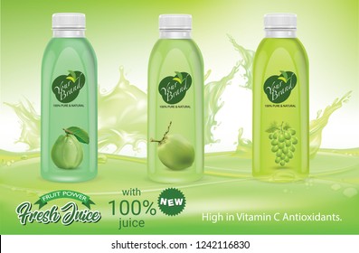 Bottle of juice on the juice splash