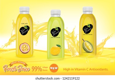 Bottle of juice on the juice splash